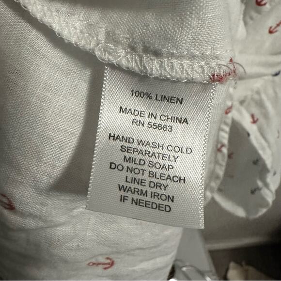 Forcynthia Beachwear Linen Pullover Tunic Top Swim Cover Boat Print Women Large - Picture 6 of 6